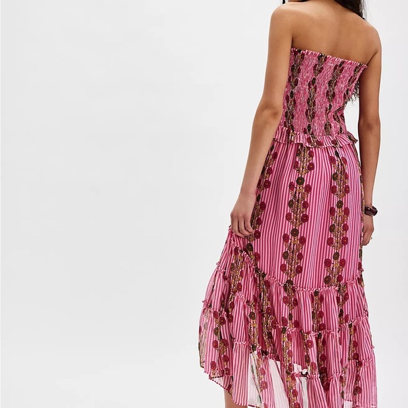 Free People Alejandra Midi Dress Pink Floral Tiered Size M-read - Picture 3 of 9